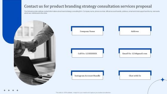 Contact Us For Product Branding Strategy Consultation Services Proposal Slides PDF