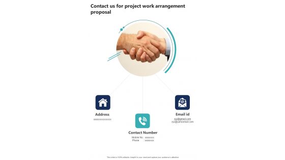 Contact Us For Project Work Arrangement Proposal One Pager Sample Example Document Contact Us For Project Work Arrangement Proposal One Pager Sample Example Document