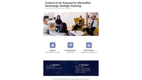 Contact Us For Proposal For Information Technology Strategic Planning One Pager Sample Example Document Contact Us For Proposal For Information Technology Strategic Planning One Pager Sample Example Document