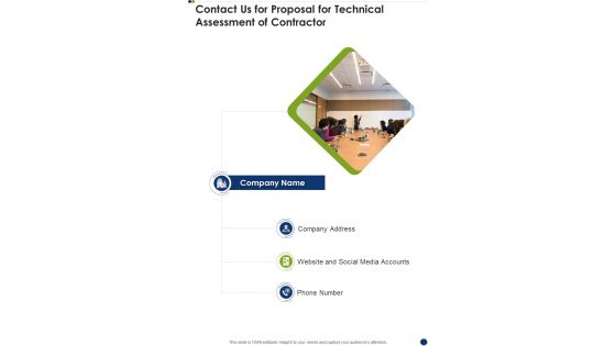 Contact Us For Proposal For Technical Assessment Of Contractor One Pager Sample Example Document