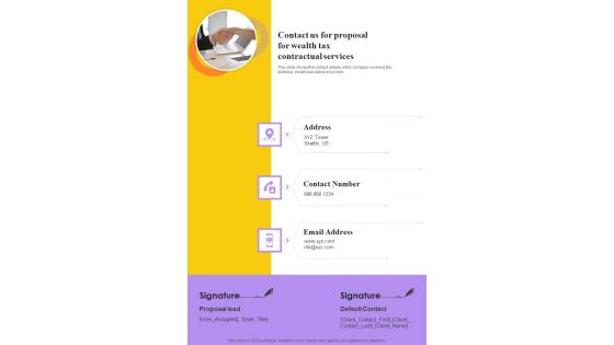Contact Us For Proposal For Wealth Tax Contractual Services One Pager Sample Example Document Contact Us For Proposal For Wealth Tax Contractual Services One Pager Sample Example Document