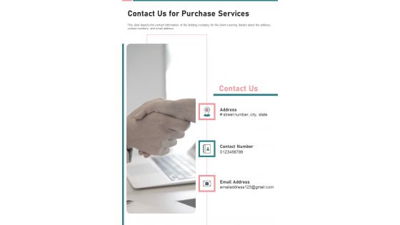 Contact Us For Purchase Services One Pager Sample Example Document
