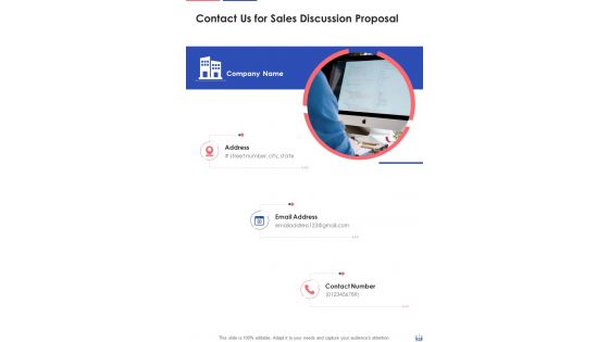 Contact Us For Sales Discussion Proposal One Pager Sample Example Document