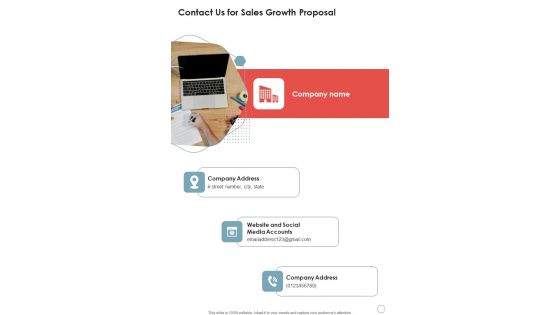 Contact Us For Sales Growth Proposal One Pager Sample Example Document