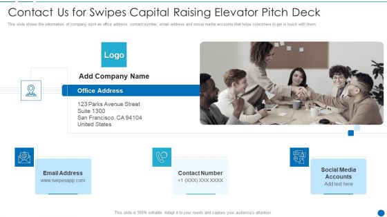 Contact Us For Swipes Pitch Deck Introduction PDF