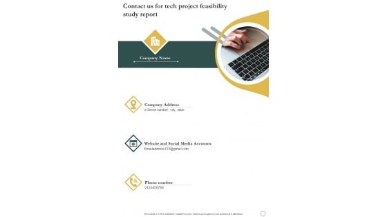 Contact Us For Tech Project Feasibility Study Report One Pager Sample Example Document