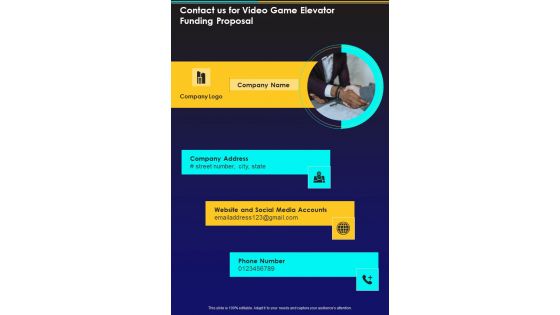 Contact Us For Video Game Elevator Funding Proposal One Pager Sample Example Document Contact Us For Video Game Elevator Funding Proposal One Pager Sample Example Document
