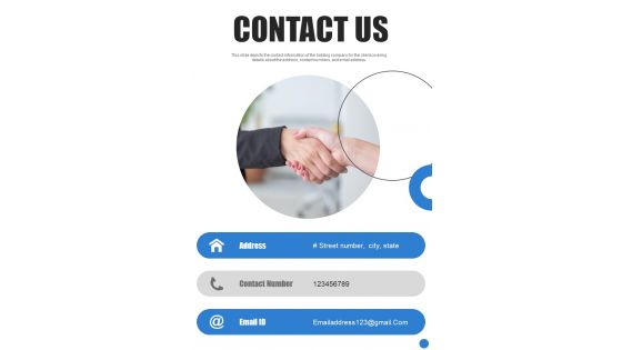 Contact Us Freight Carriers Business Proposal One Pager Sample Example Document Contact Us Freight Carriers Business Proposal One Pager Sample Example Document
