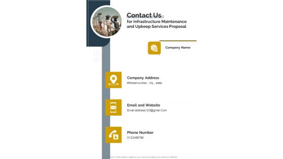 Contact Us Infrastructure Maintenance Upkeep Services Proposal One Pager Sample Example Document