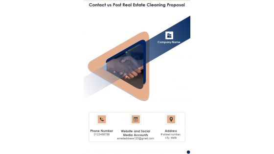 Contact Us Post Real Estate Cleaning Proposal One Pager Sample Example Document