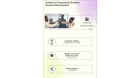 Contact Us Proposal For Business Process Enhancement One Pager Sample Example Document