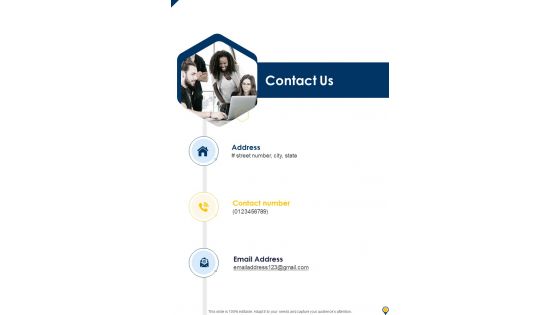 Contact Us Recreational Event Proposal One Pager Sample Example Document