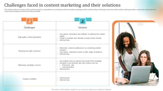 Content Advertising Campaign Challenges Faced In Content Marketing And Their Solutions Elements PDF