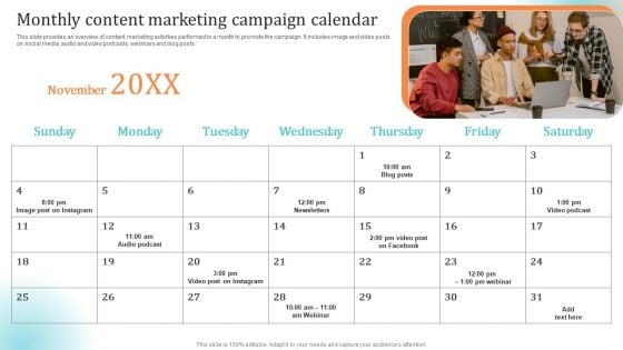 Content Advertising Campaign Monthly Content Marketing Campaign Themes PDF