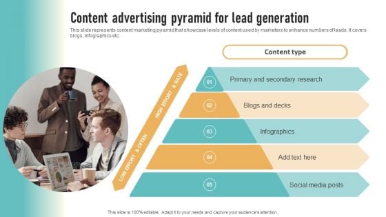 Content Advertising Pyramid For Lead Generation Structure PDF