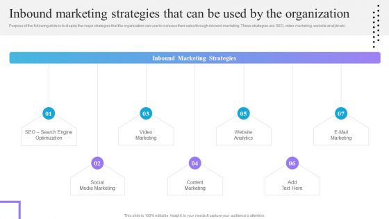 Content And Permission Marketing Tactics For Einbound Marketing Strategies That Can Be Used By The Organization Brochure PDF