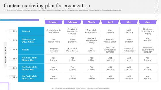 Content And Permission Marketing Tactics For Enhancing Business Revenues Content Marketing Plan For Organization Themes PDF