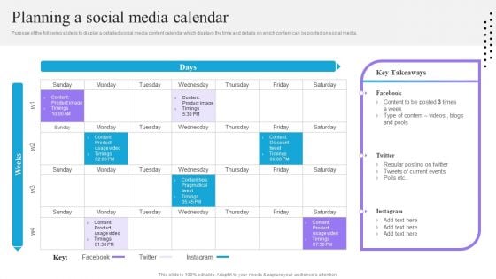 Content And Permission Marketing Tactics For Enhancing Business Revenues Planning A Social Media Calendar Graphics PDF