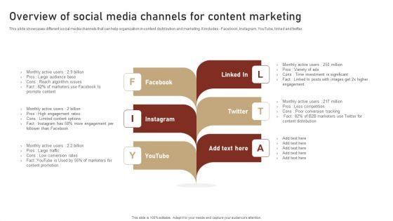 Content Delivery And Promotion Overview Of Social Media Channels For Content Elements PDF