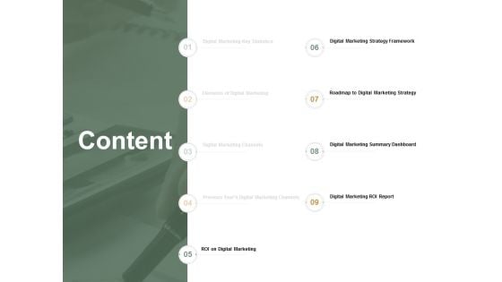 Content Digital Marketing Summary Ppt Powerpoint Presentation Show Templates