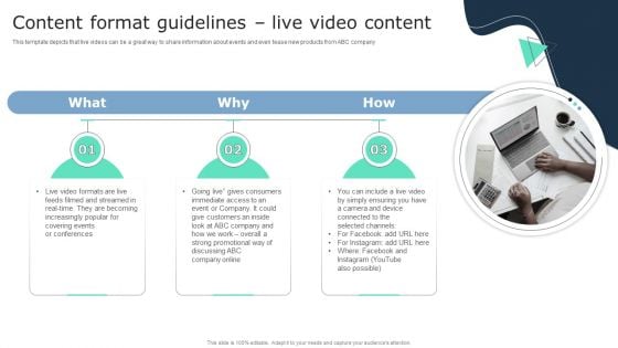 Content Format Guidelines Live Video Content Business Social Strategy Guide Template PDF