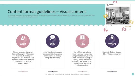 Content Format Guidelines Visual Content Playbook For Promoting Social Media Brands Diagrams PDF