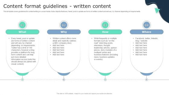 Content Format Guidelines Written Content Business Social Strategy Guide Summary PDF