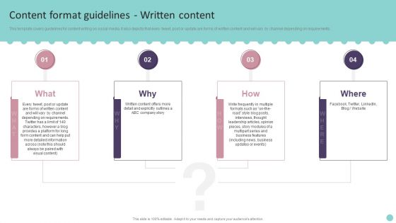 Content Format Guidelines Written Content Playbook For Promoting Social Media Brands Introduction PDF