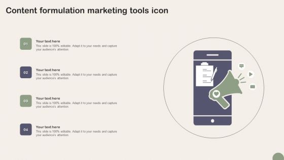 Content Formulation Marketing Tools Icon Elements PDF