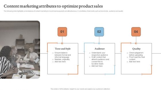 Content Marketing Attributes To Optimize Product Sales Topics PDF