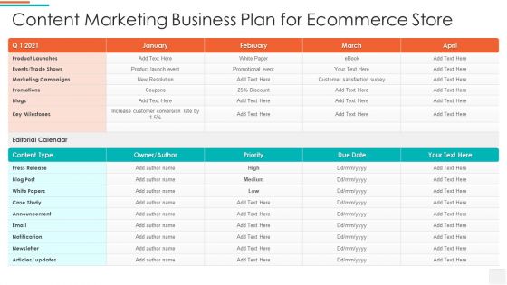 Content Marketing Business Plan For Ecommerce Store Rules PDF
