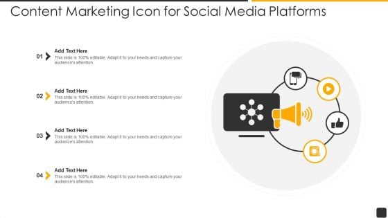 Content Marketing Icon For Social Media Platforms Topics PDF