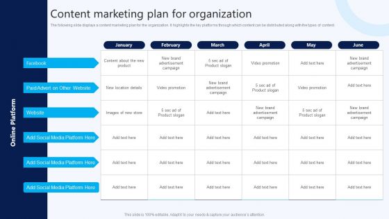 Content Marketing Plan For Organization B2B Electronic Commerce Startup Demonstration PDF Content Marketing Plan For Organization B2B Electronic Commerce Startup Demonstration PDF