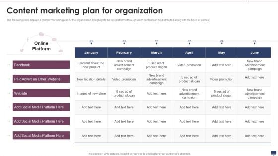 Content Marketing Plan For Organization Ideas PDF