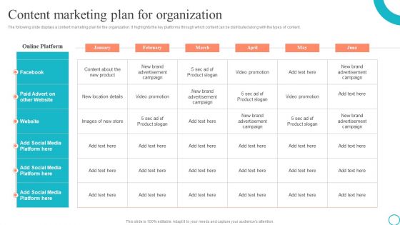 Content Marketing Plan For Organization Marketing Tactics To Enhance Business Portrait PDF