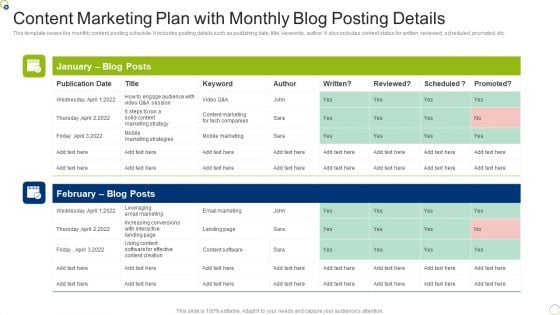 Content Marketing Plan With Monthly Blog Posting Details Slides PDF Content Marketing Plan With Monthly Blog Posting Details Slides PDF