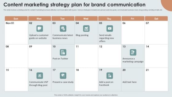 Content Marketing Strategy Plan For Brand Communication Sample PDF