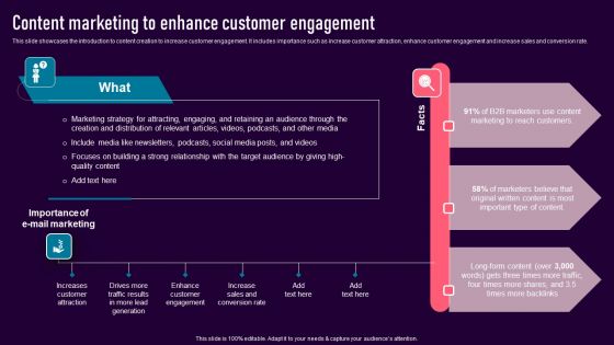 Content Marketing To Enhance Customer Engagement Brochure PDF
