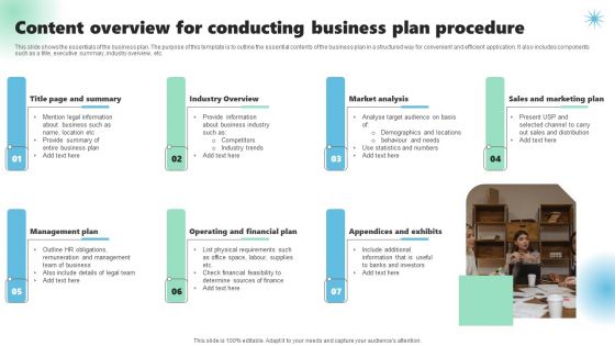 Content Overview For Conducting Business Plan Procedure Mockup PDF