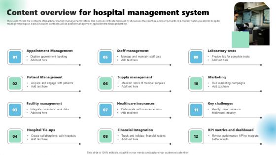 Content Overview For Hospital Management System Summary PDF