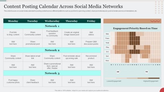 Content Posting Calendar Across Social Media Networks Infographics PDF