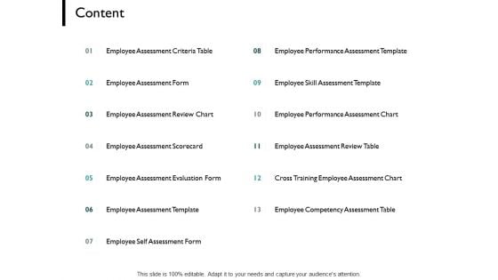 Content Slide Employee Assessment Form Ppt PowerPoint Presentation Infographic Template Template