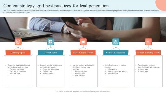 Content Strategy Grid Best Practices For Lead Generation Formats PDF