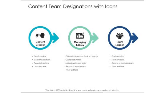 Content Team Designations With Icons Ppt PowerPoint Presentation Icon Show