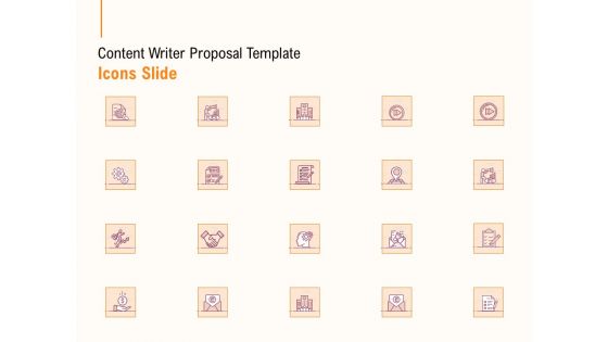 Content Writer Proposal Template Icons Slide Ppt PowerPoint Presentation Gallery Visual Aids PDF