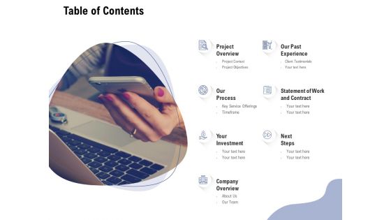 Content Writing For Website Proposal Table Of Contents Ppt Model Graphics PDF