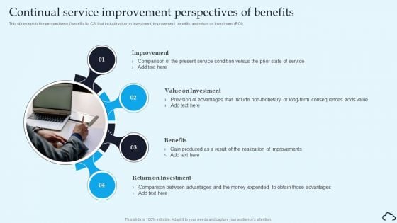 Continual Service Improvement Perspectives Of Benefits IT Service Management Framework Sample PDF