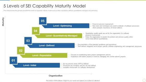Continuous Enhancement In Project Based Companies 5 Levels Of SEI Capability Inspiration PDF