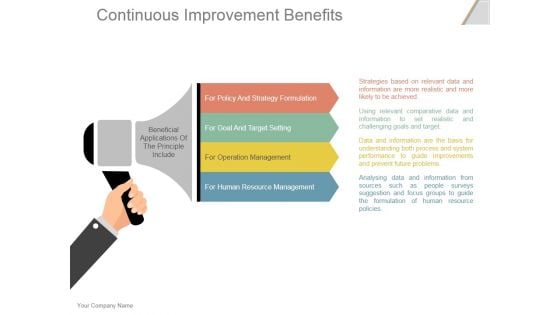 Continuous Improvement Benefits Ppt PowerPoint Presentation Design Templates