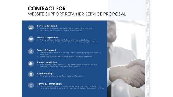 Contract For Website Support Retainer Service Proposal Ppt PowerPoint Presentation Outline Show